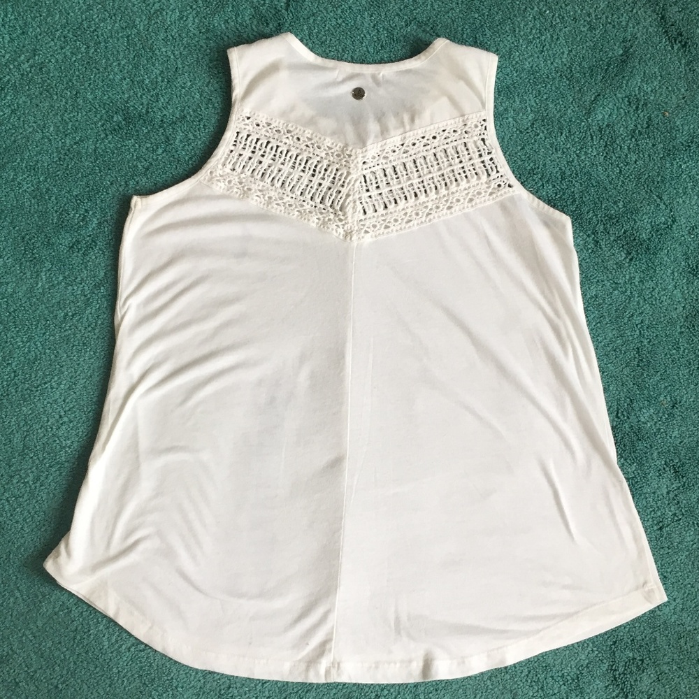 Prana Sleeveless White Crocheted Cotton Top Medium - Picture 4 of 6
